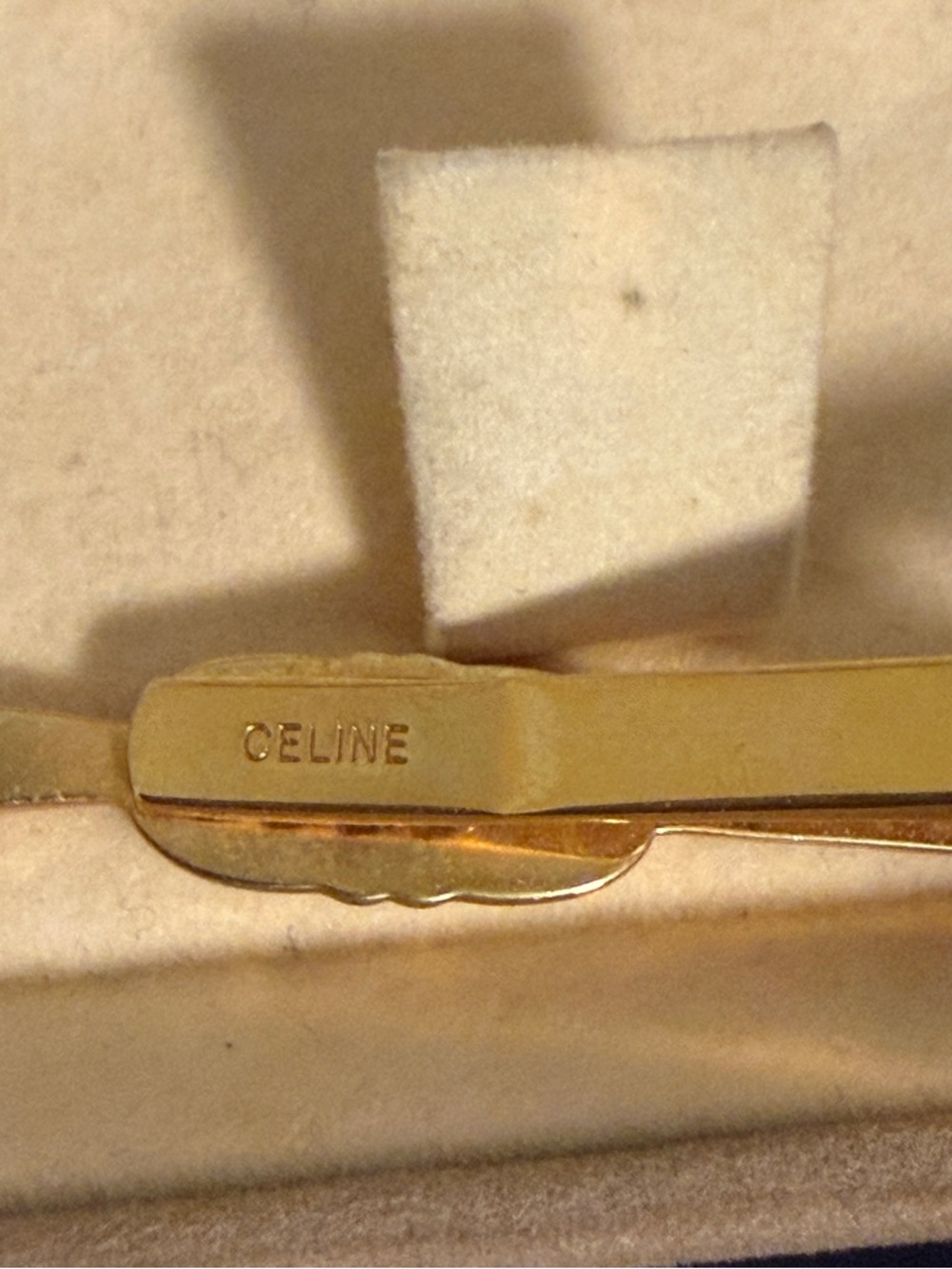 Celine Gold Tone Cufflinks & Tie Clip Set - Gold and Silver Accents - Picture 3 of 4